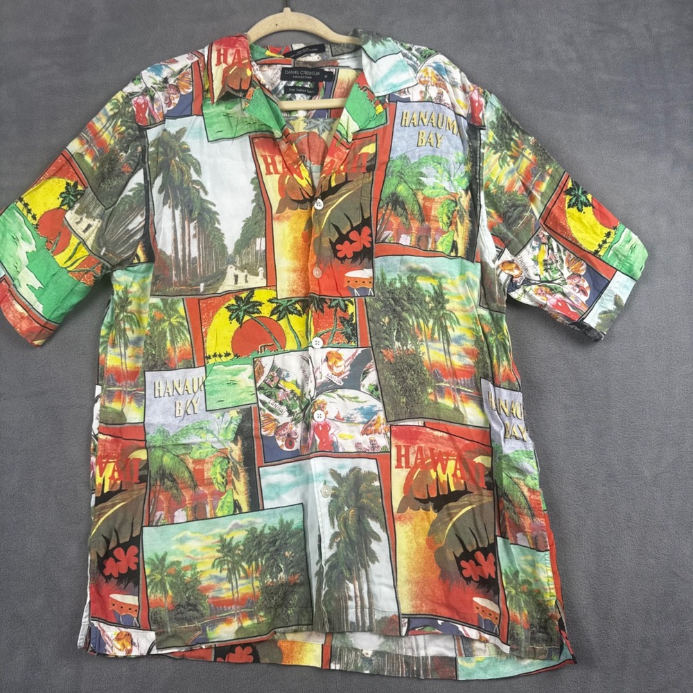 Daniel Cremieux Collection Mens Hawaii Postcard Print Viscose Shirt Medium